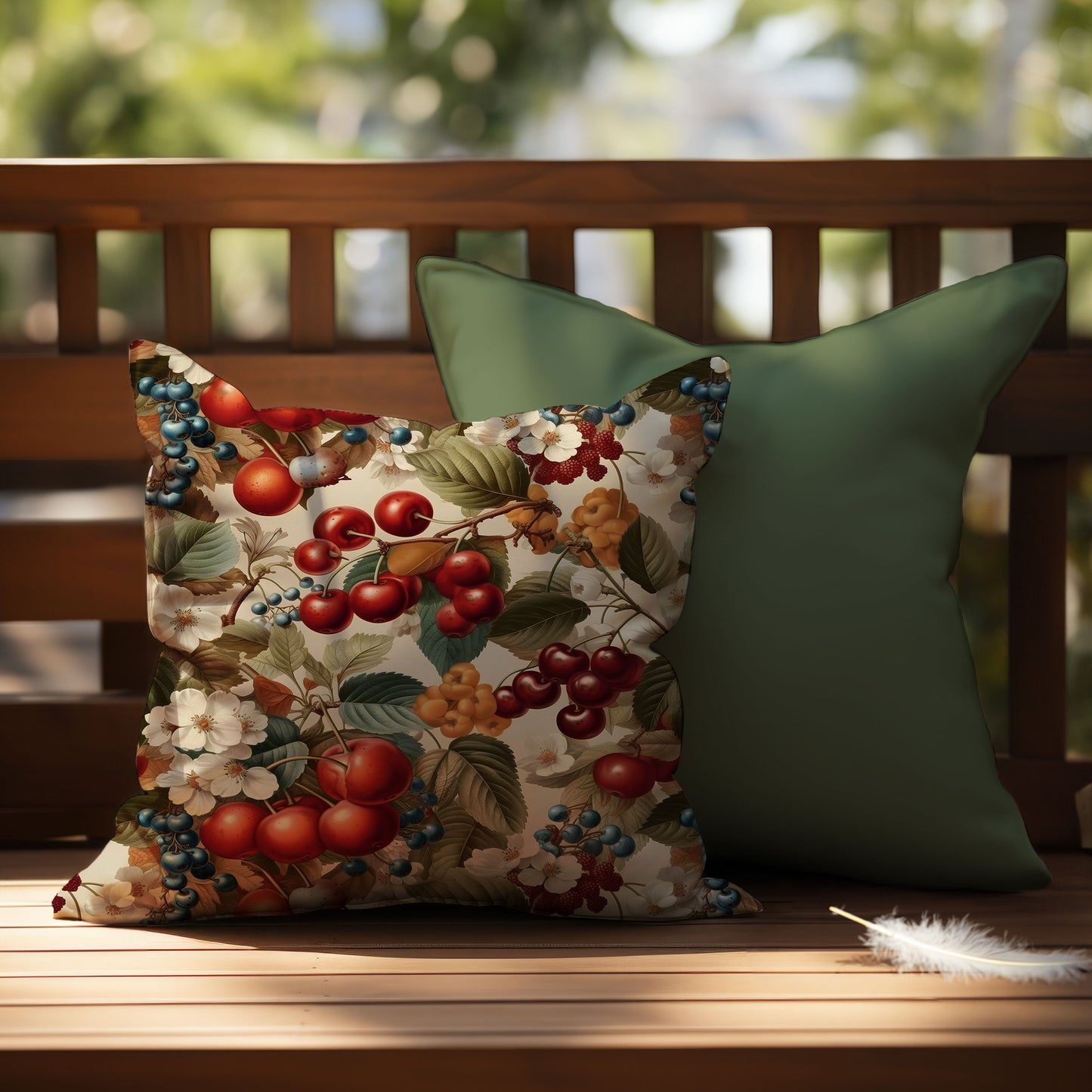 Berry and Blossom Throw Pillow