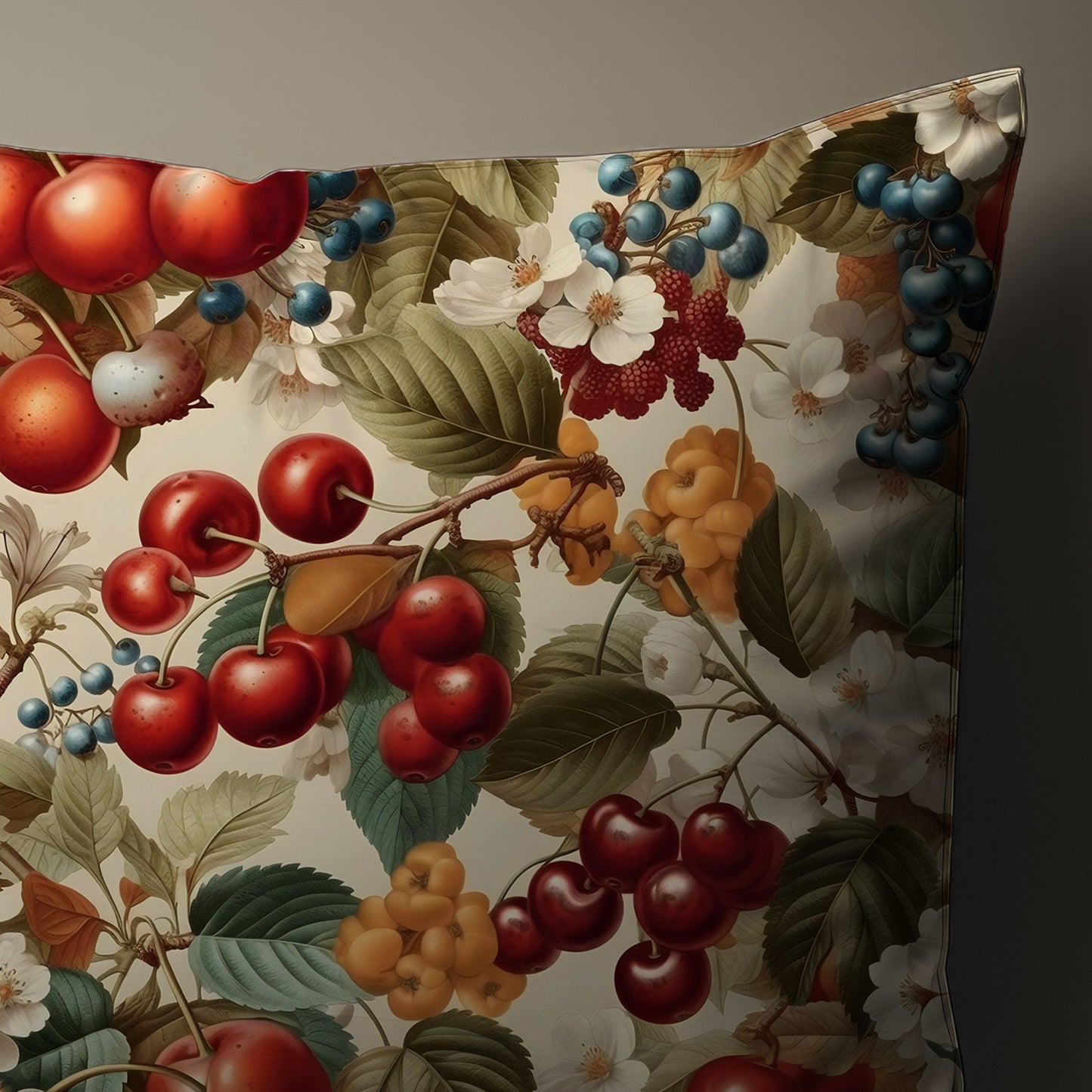 Berry and Blossom Throw Pillow