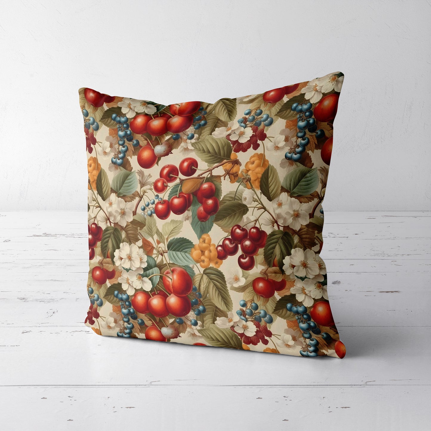 Berry and Blossom Throw Pillow