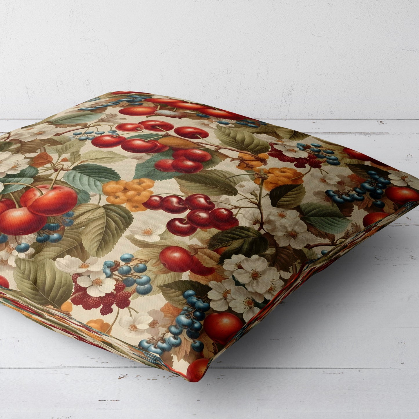 Berry and Blossom Throw Pillow