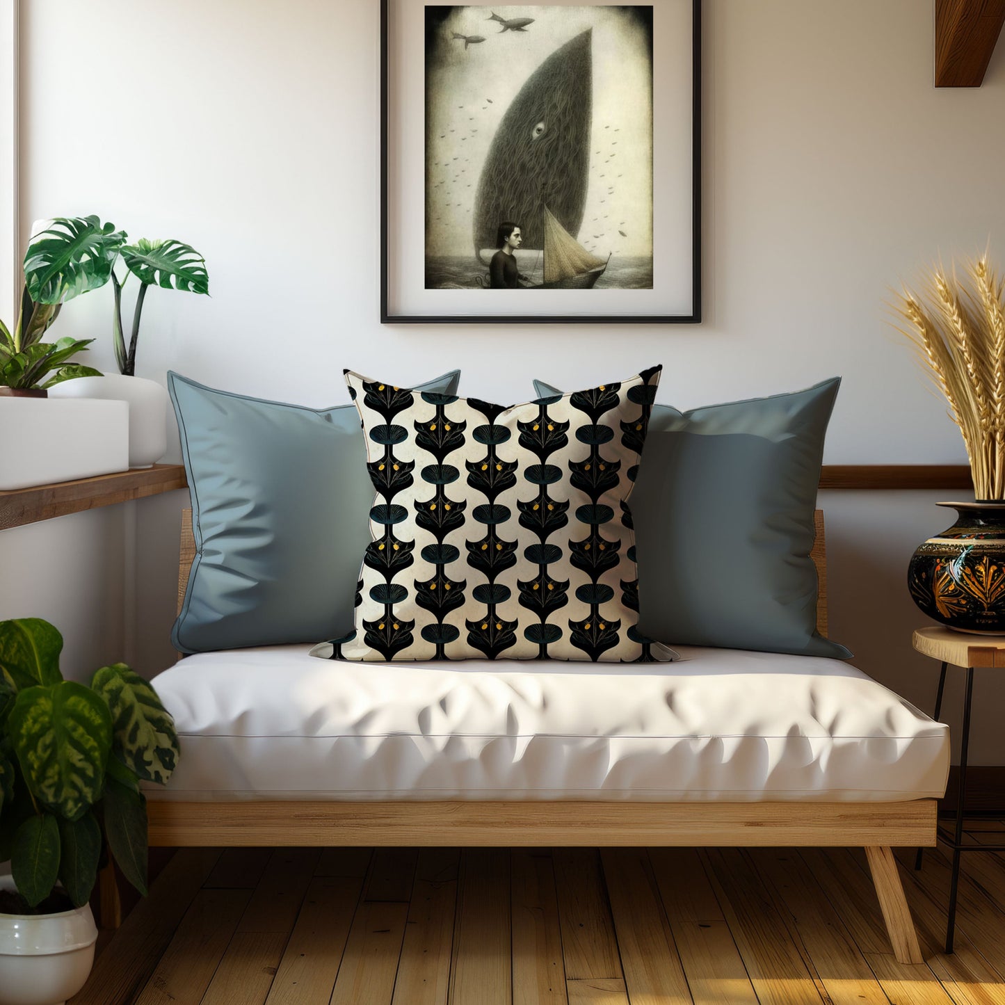 Bat Abstract Throw Pillow