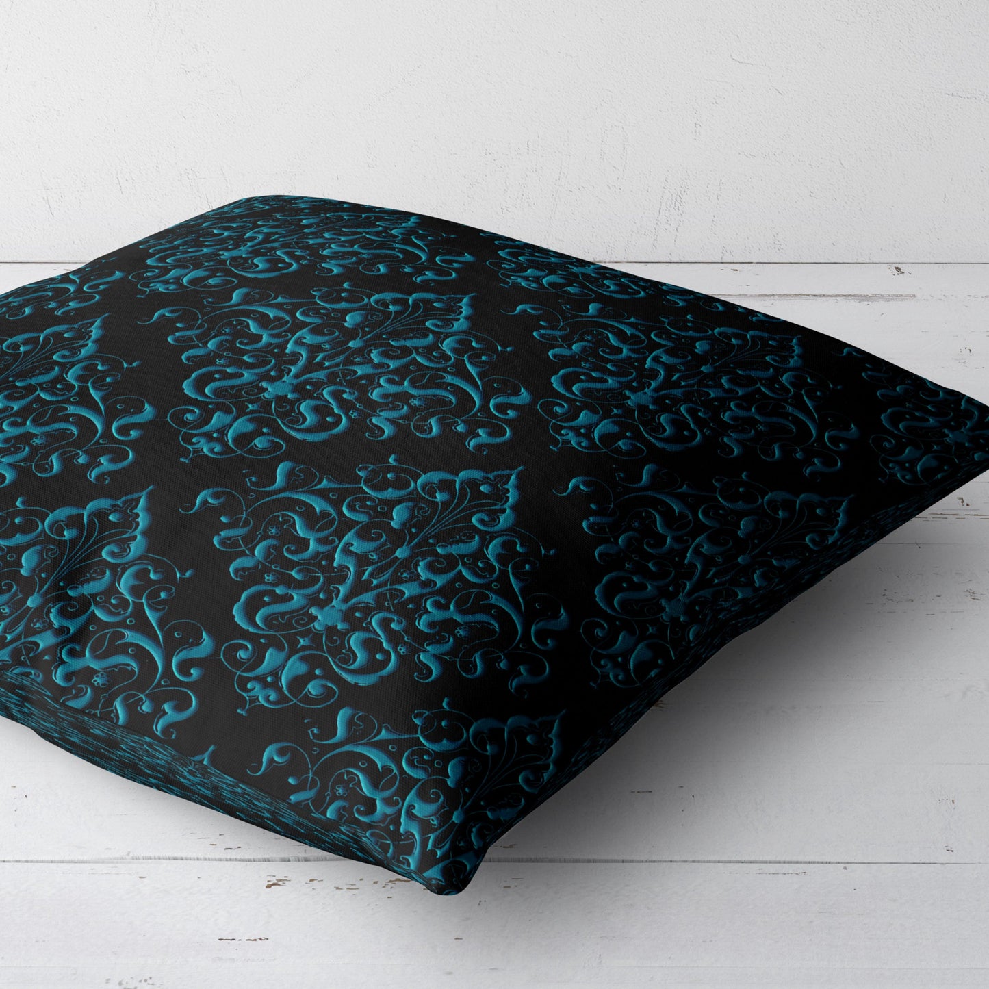 Blue Damask Throw Pillow