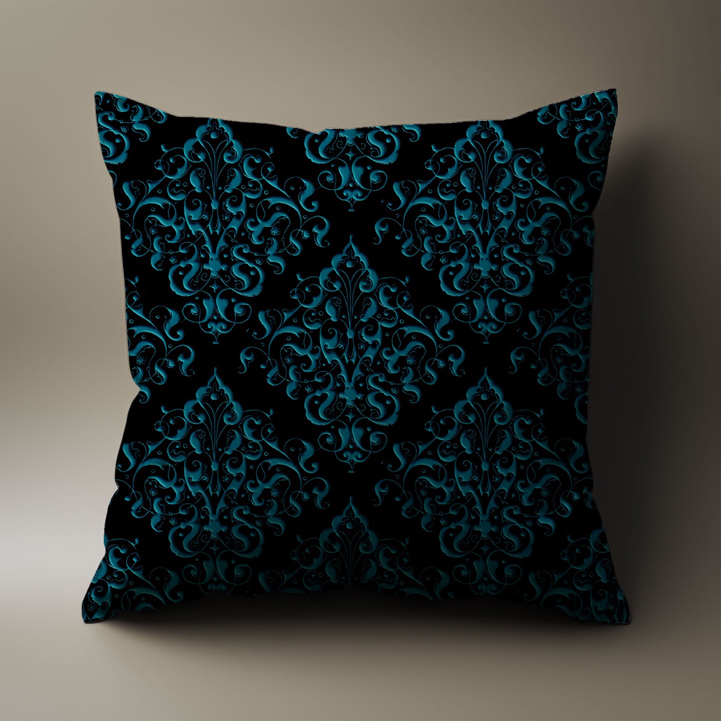 Blue Damask Throw Pillow