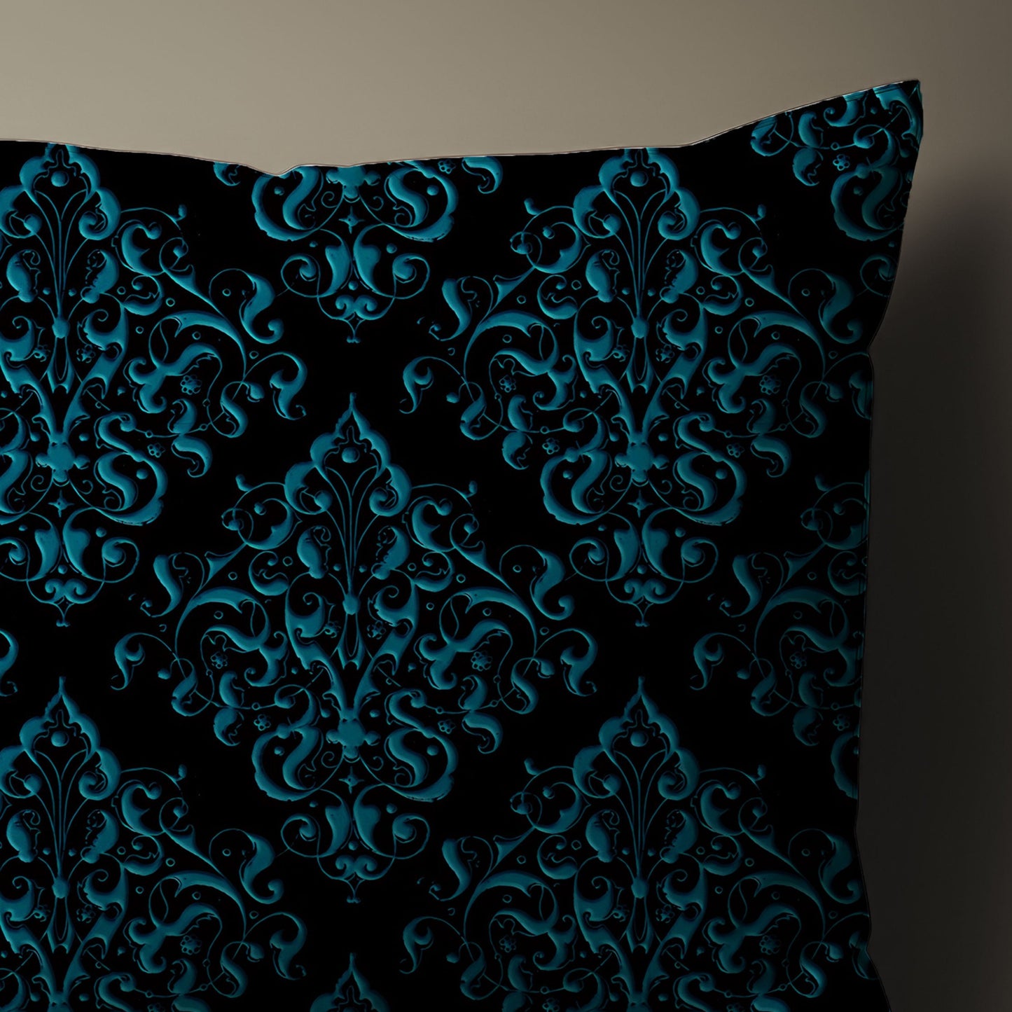 Blue Damask Throw Pillow