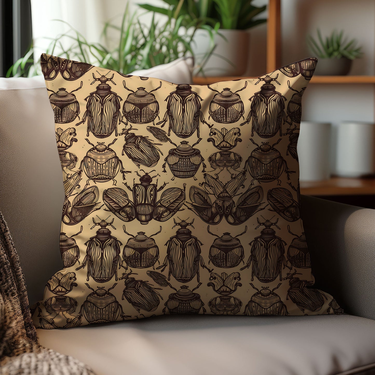 Beetle Shadow Throw Pillow