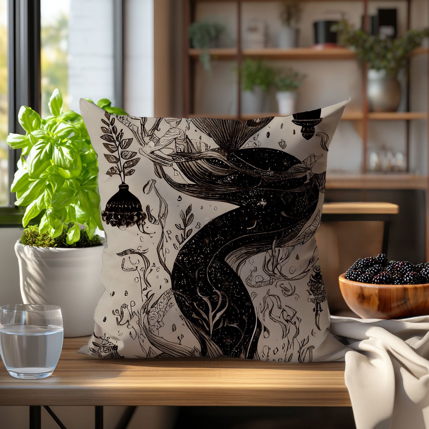 MerTail Abstract Throw Pillow