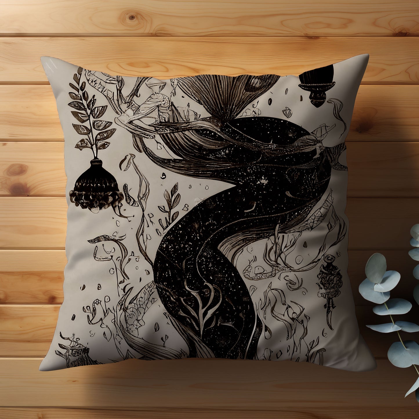MerTail Abstract Throw Pillow