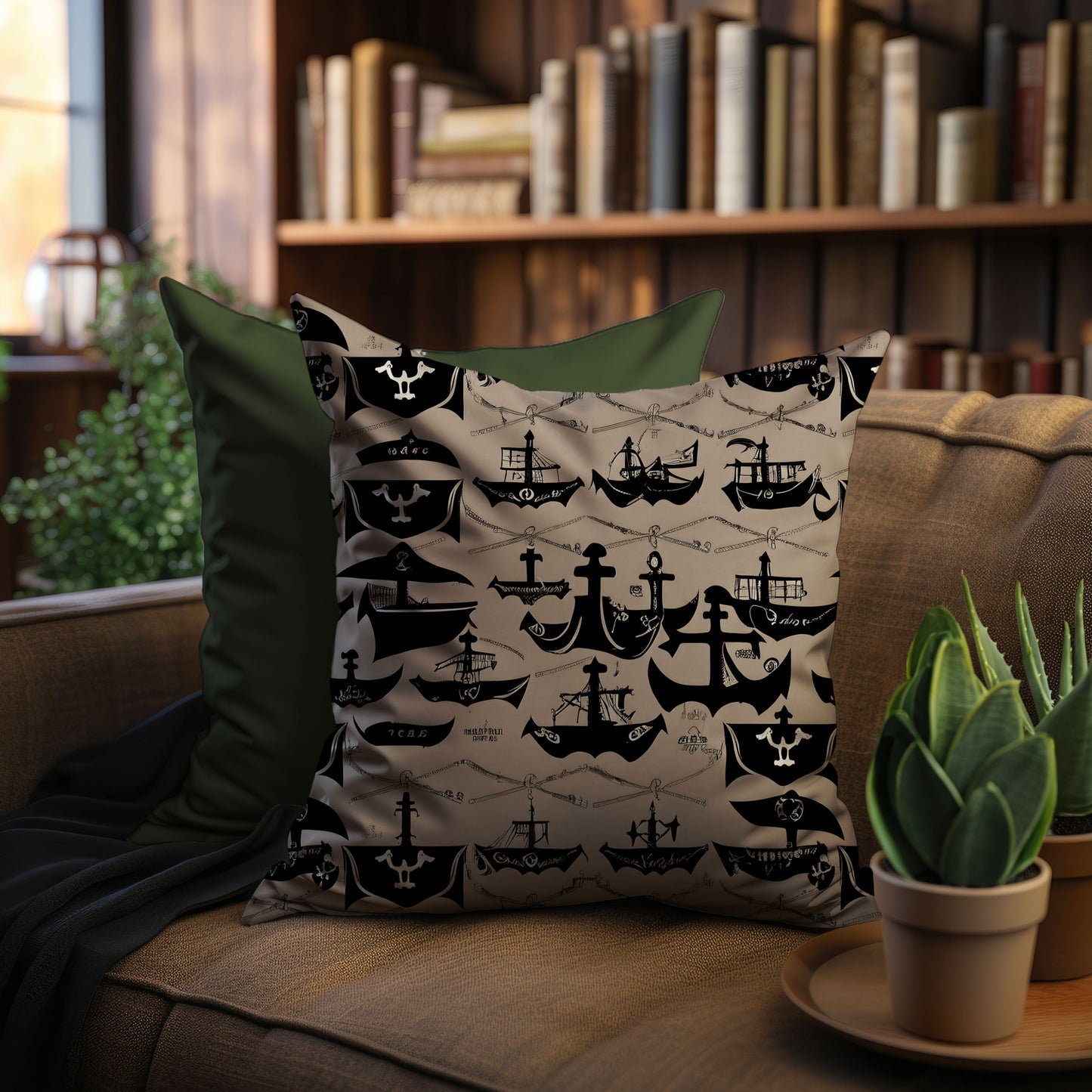 Pirate Ship Throw Pillow