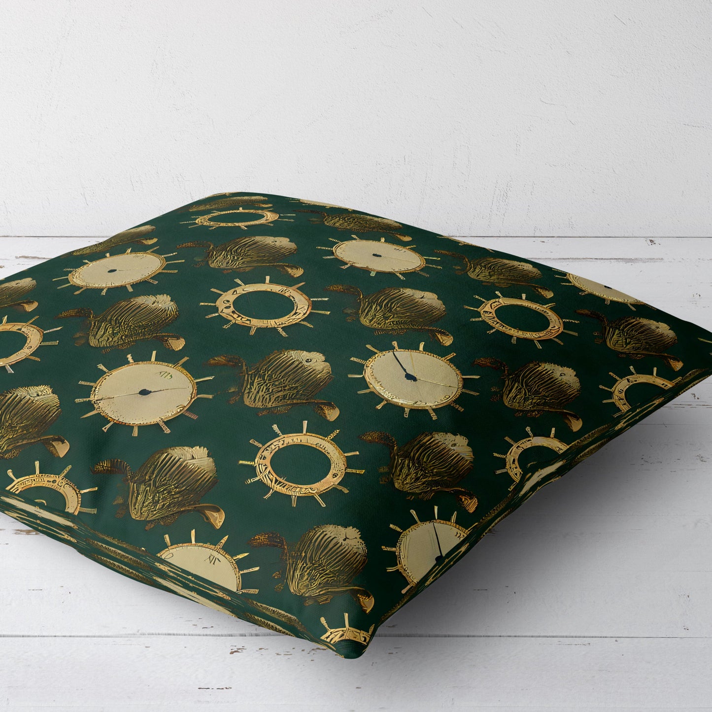 Clock and Ship Wheel Throw Pillow