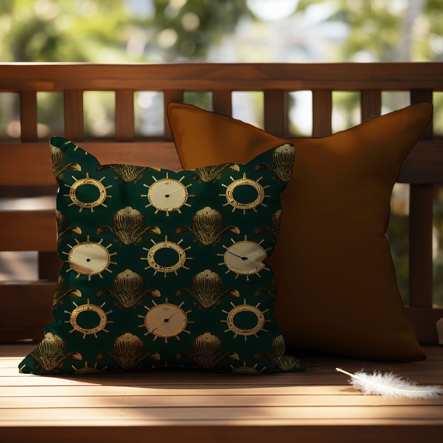 Clock and Ship Wheel Throw Pillow