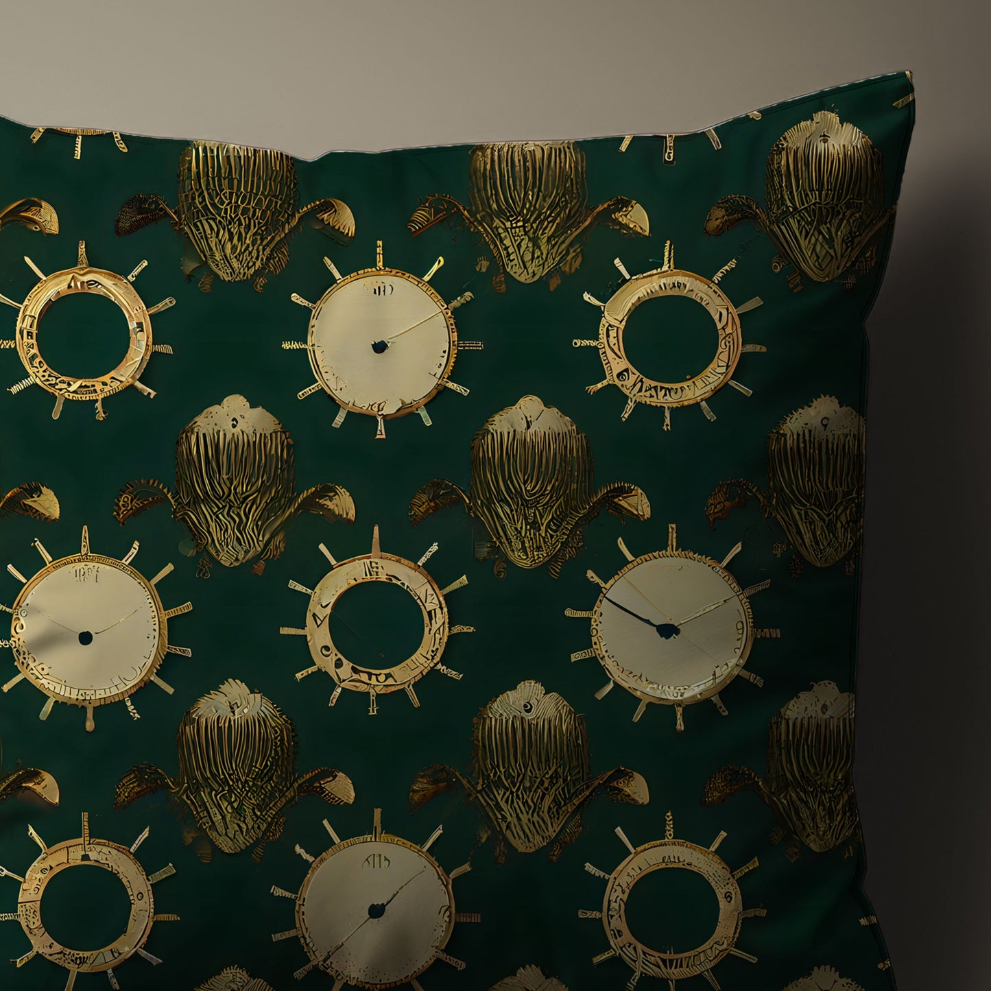 Clock and Ship Wheel Throw Pillow