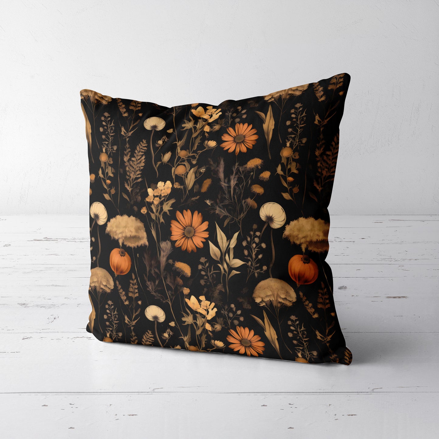 Dark Botanical Throw Pillow
