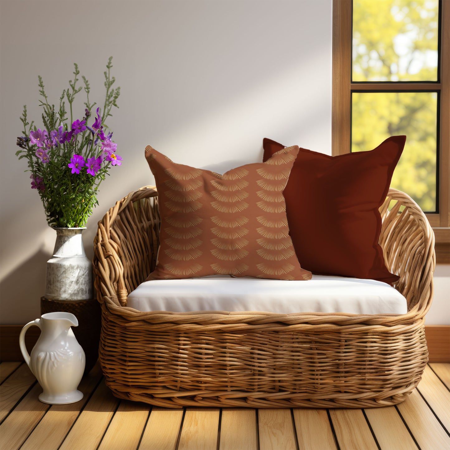 Dark Apricot and Wisps Throw Pillow