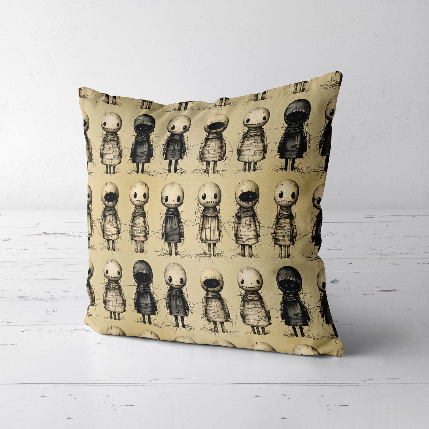 Creepy Doll Throw Pillow