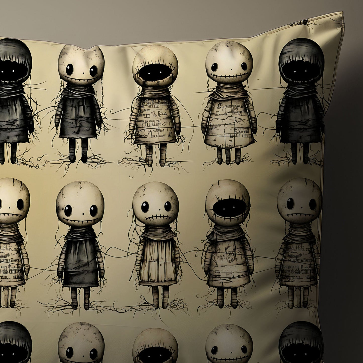 Creepy Doll Throw Pillow