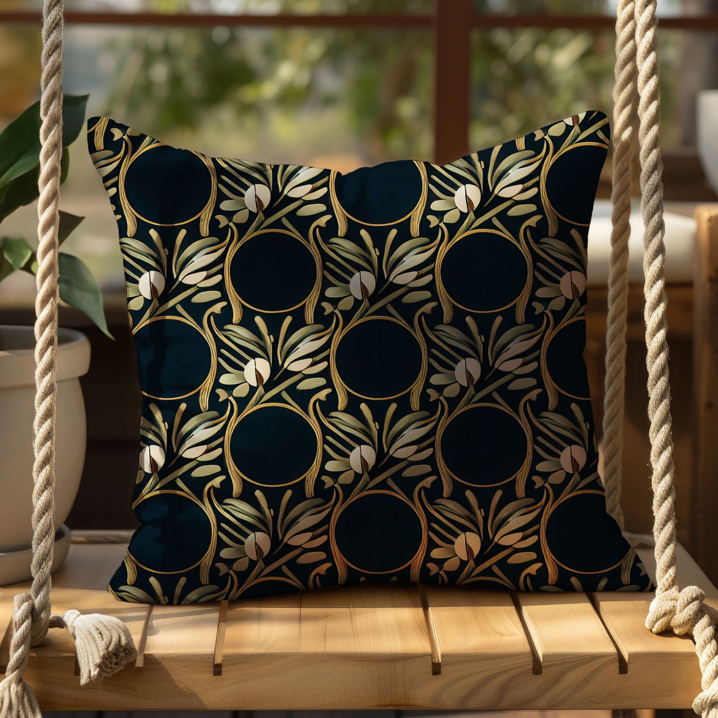Art Nouveau Floral Throw Pillow