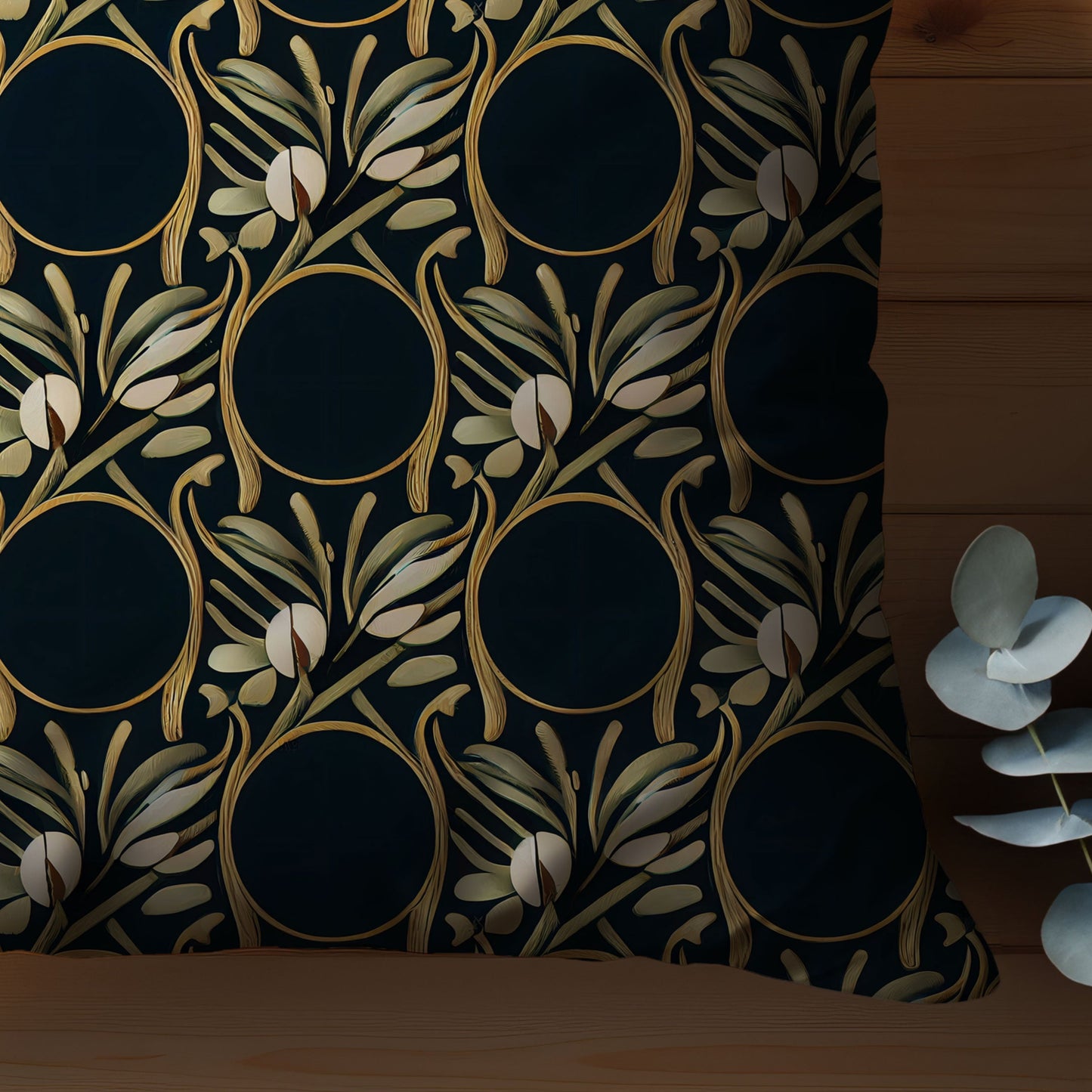 Art Nouveau Floral Throw Pillow