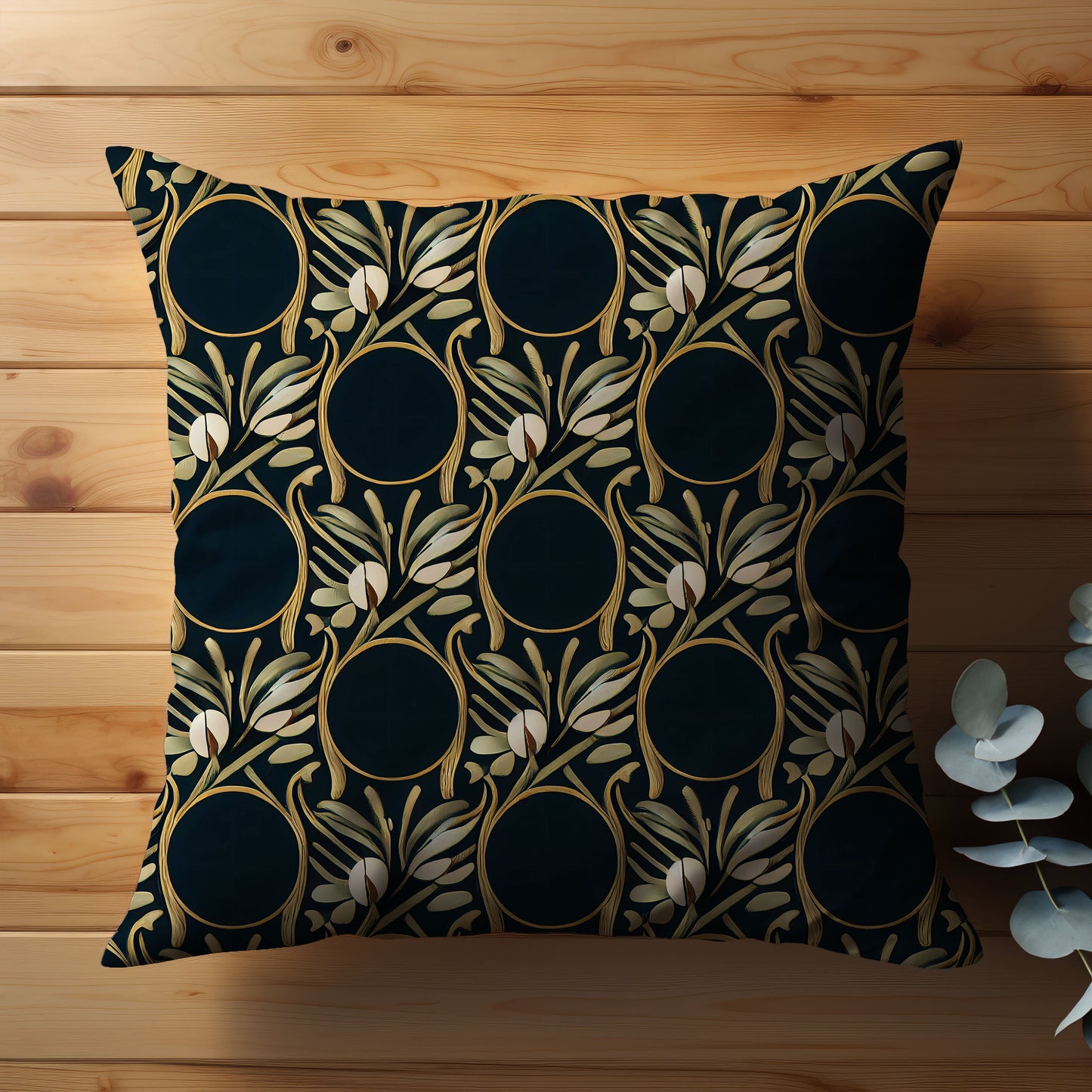 Art Nouveau Floral Throw Pillow