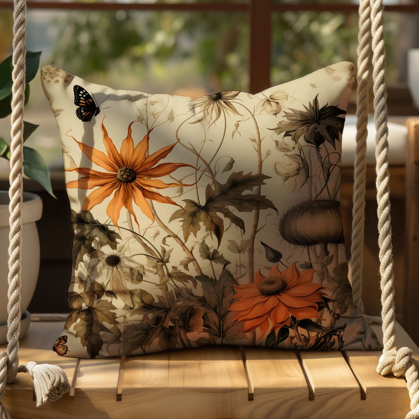 Light Botanical Throw Pillow