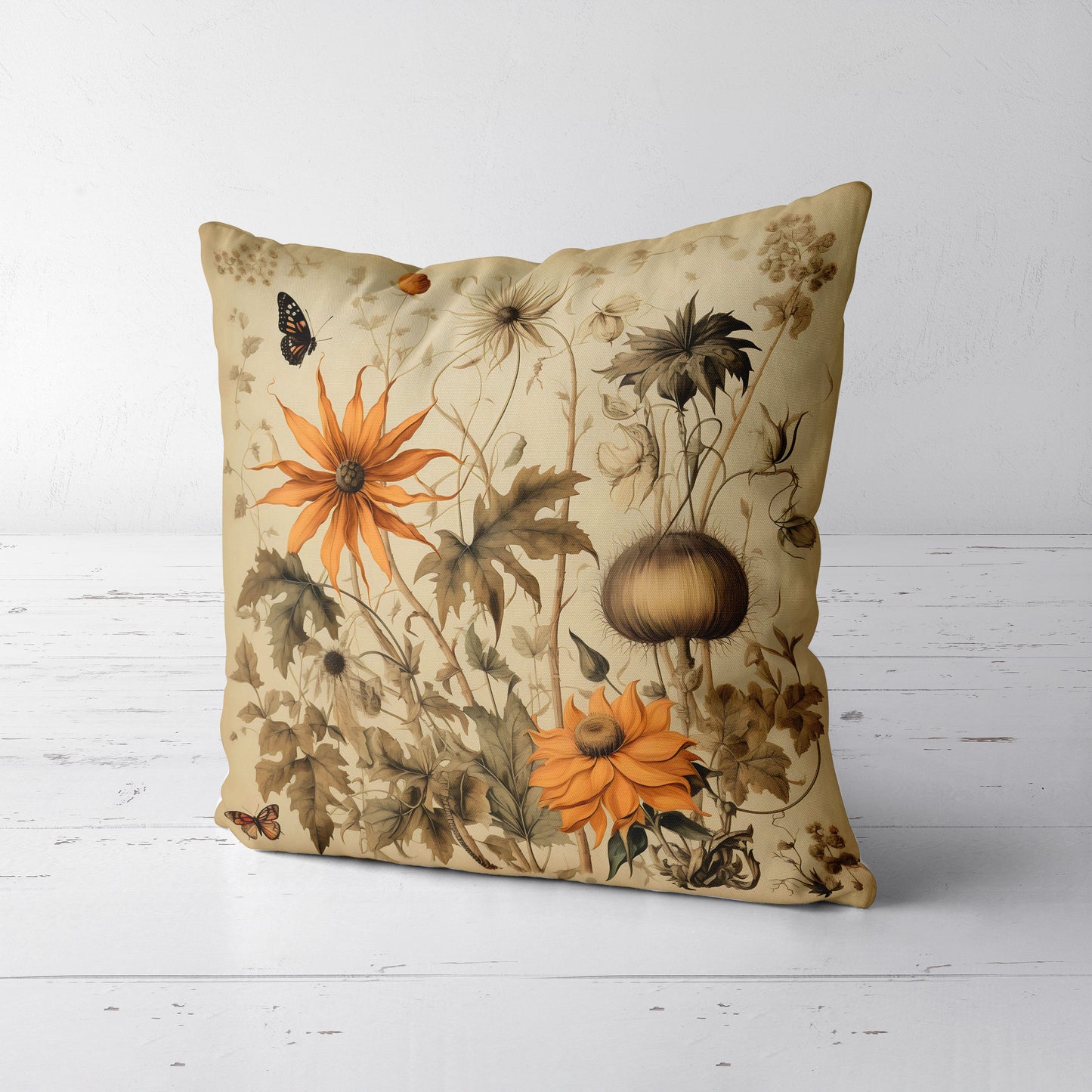 Light Botanical Throw Pillow