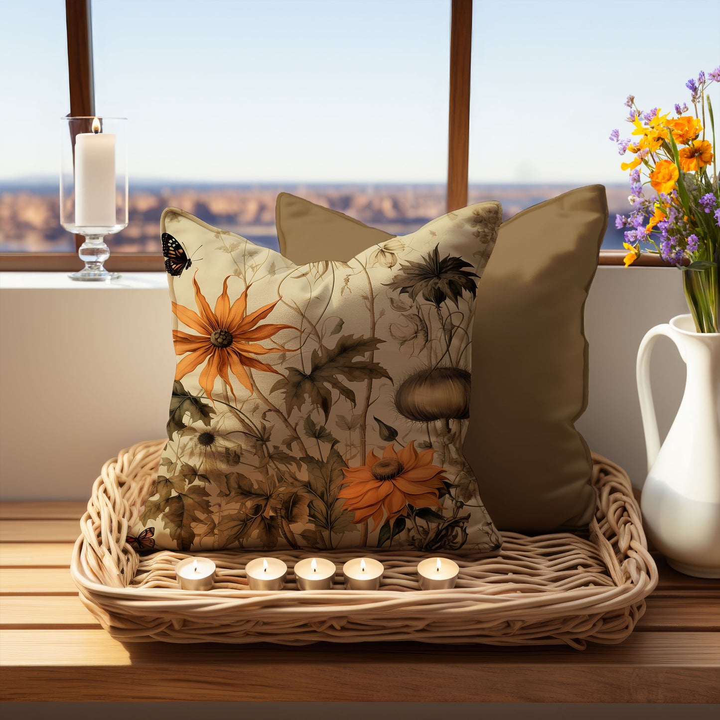 Light Botanical Throw Pillow