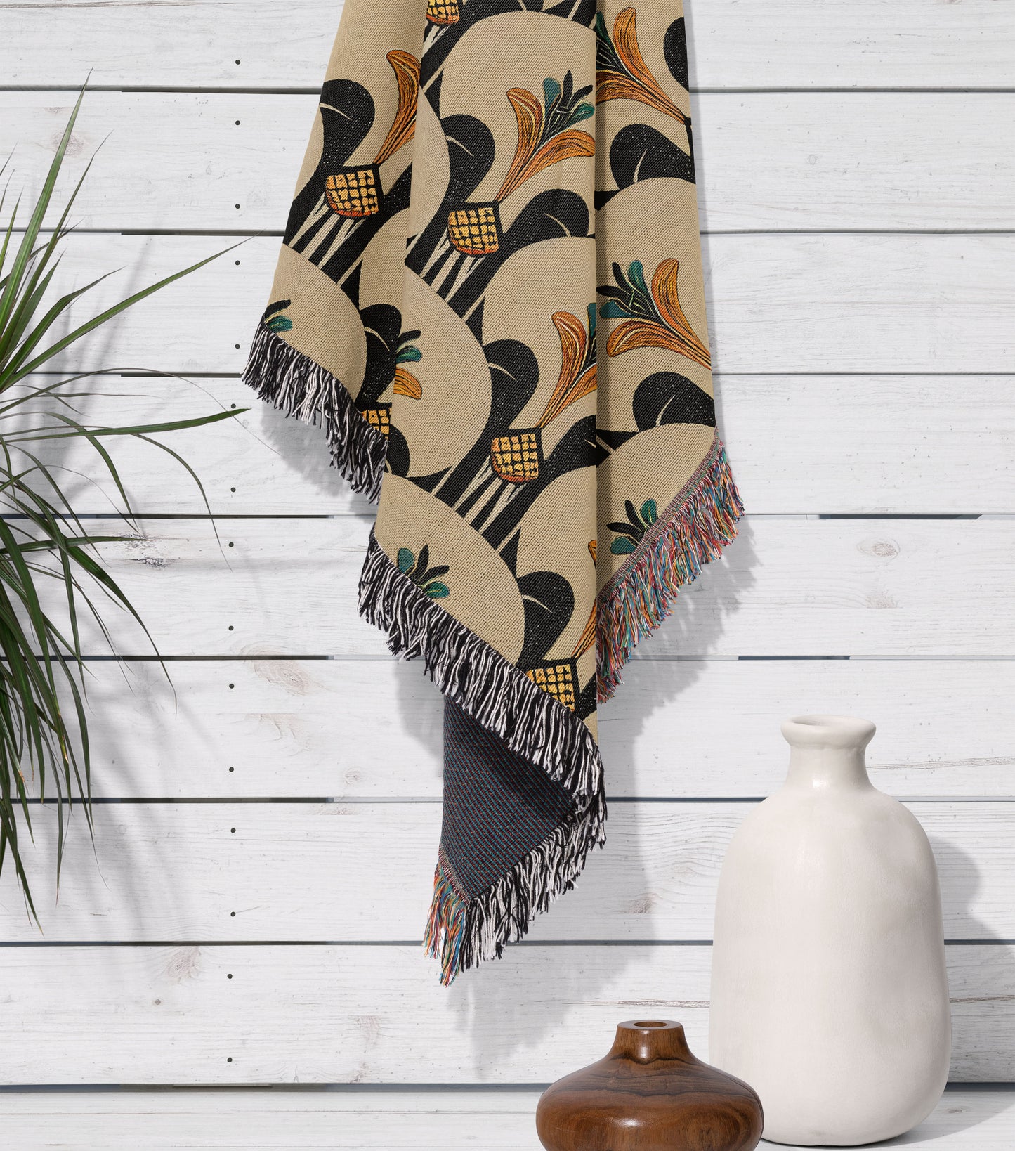 Art Deco Woven Throw Blanket