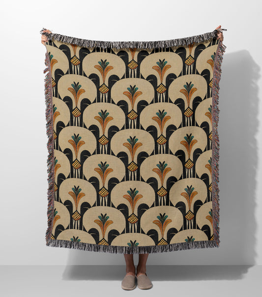 Art Deco Woven Throw Blanket
