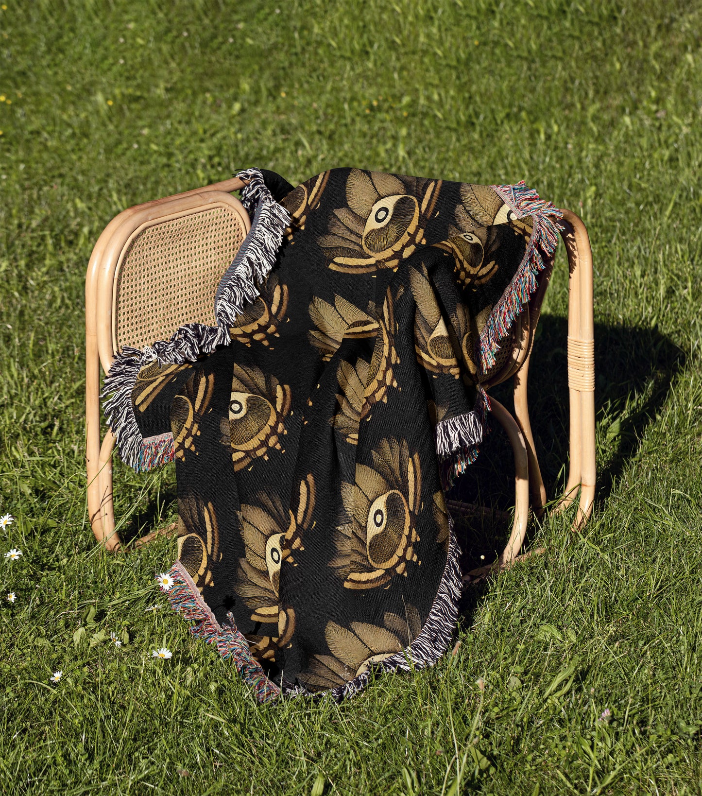 Dark Feather Abstract Woven Throw Blanket