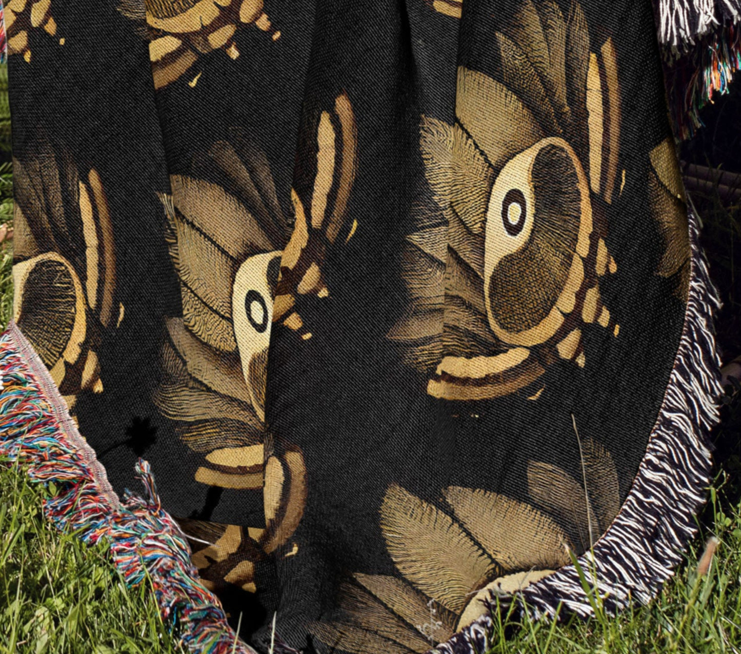 Dark Feather Abstract Woven Throw Blanket