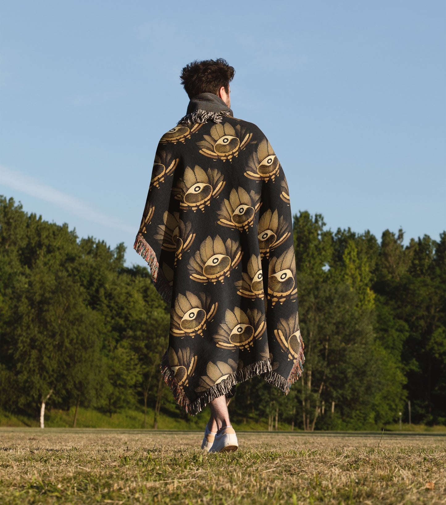 Dark Feather Abstract Woven Throw Blanket