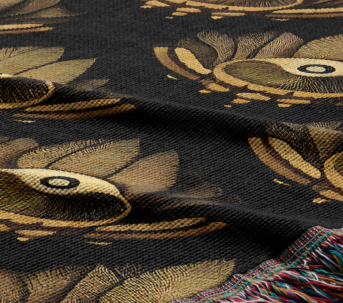 Dark Feather Abstract Woven Throw Blanket