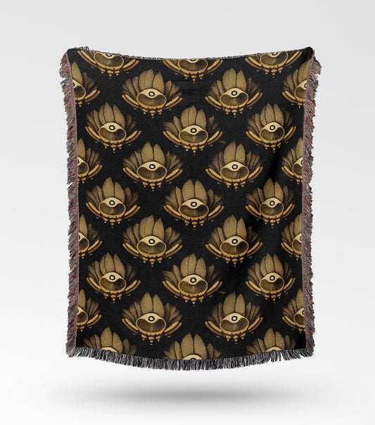 Dark Feather Abstract Woven Throw Blanket