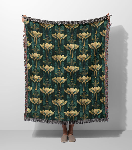 Art Deco Woven Throw Blanket