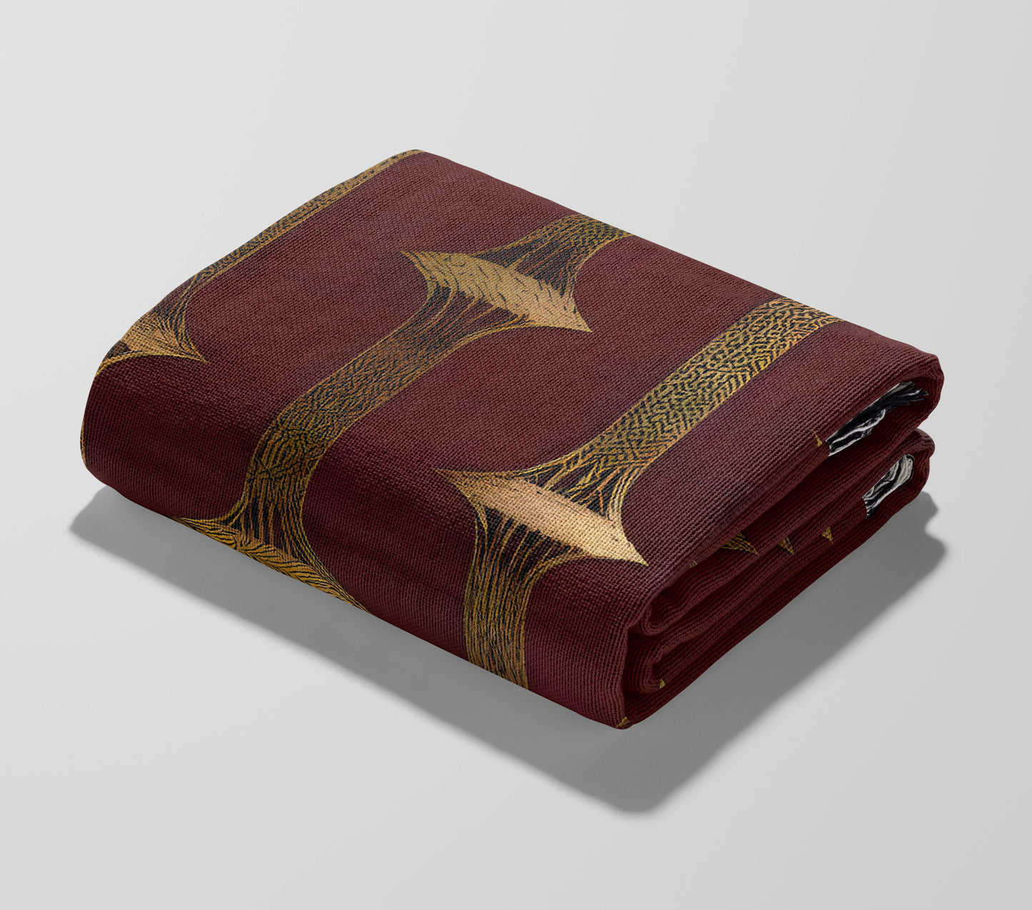 Burgundy Bamboo Stripe Woven Throw Blanket