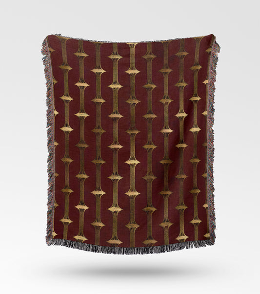 Burgundy Bamboo Stripe Woven Throw Blanket