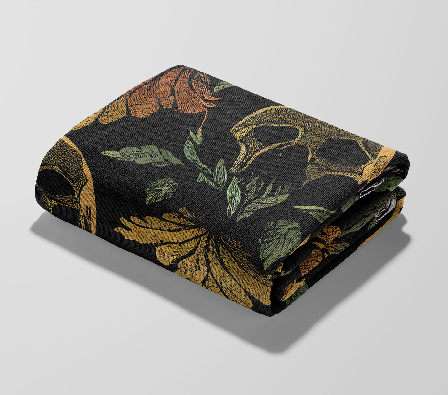 Skull and Leaf Woven Throw Blanket