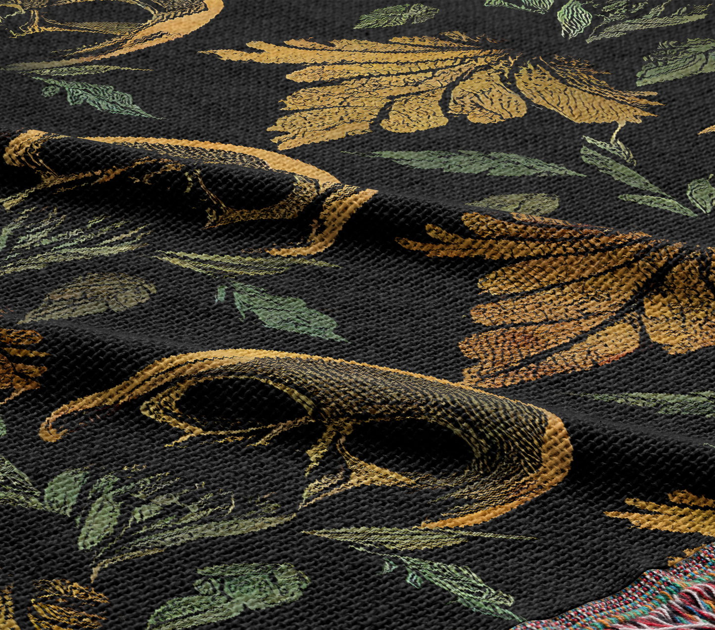 Skull and Leaf Woven Throw Blanket