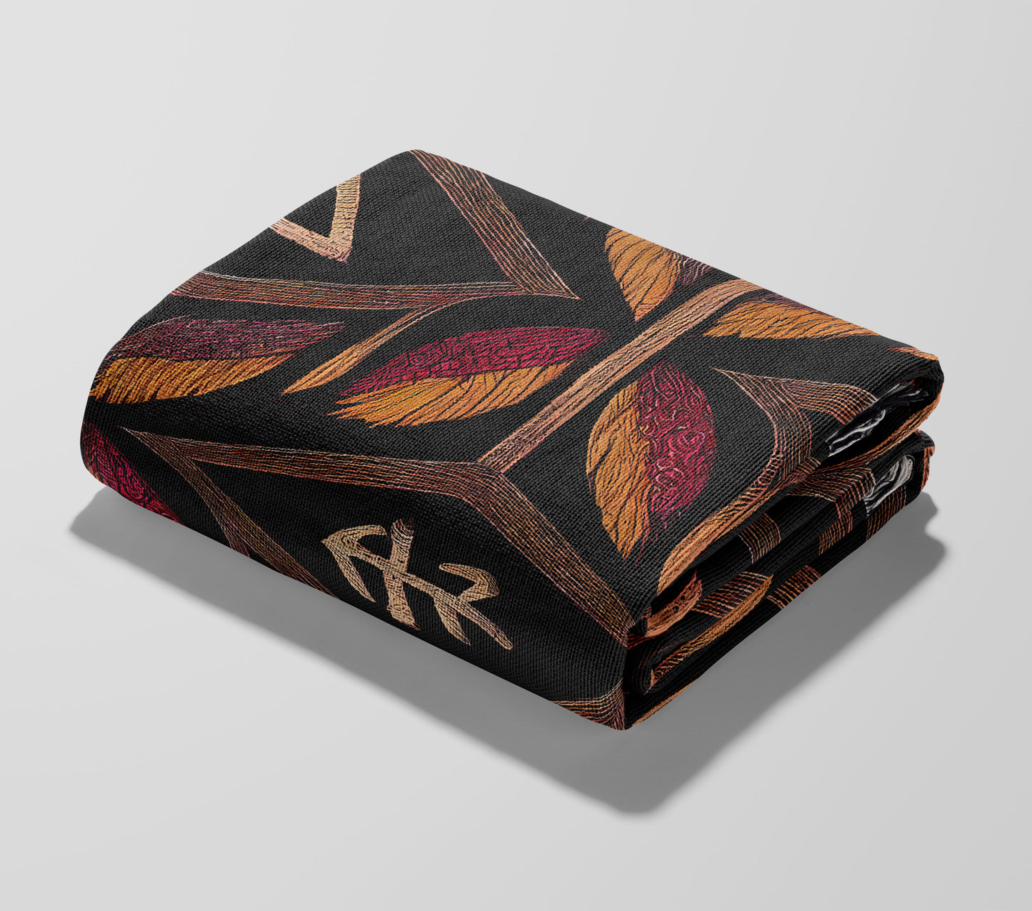 Dark Feather and Symbol Woven Throw Blanket