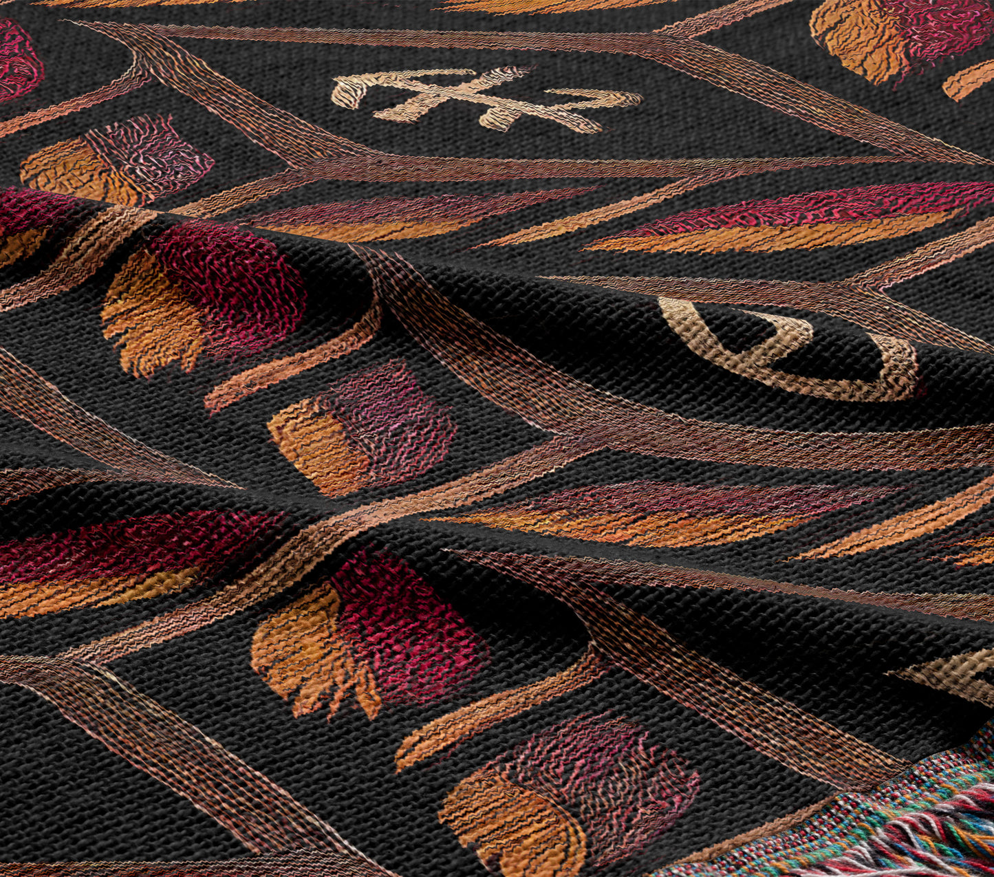 Dark Feather and Symbol Woven Throw Blanket