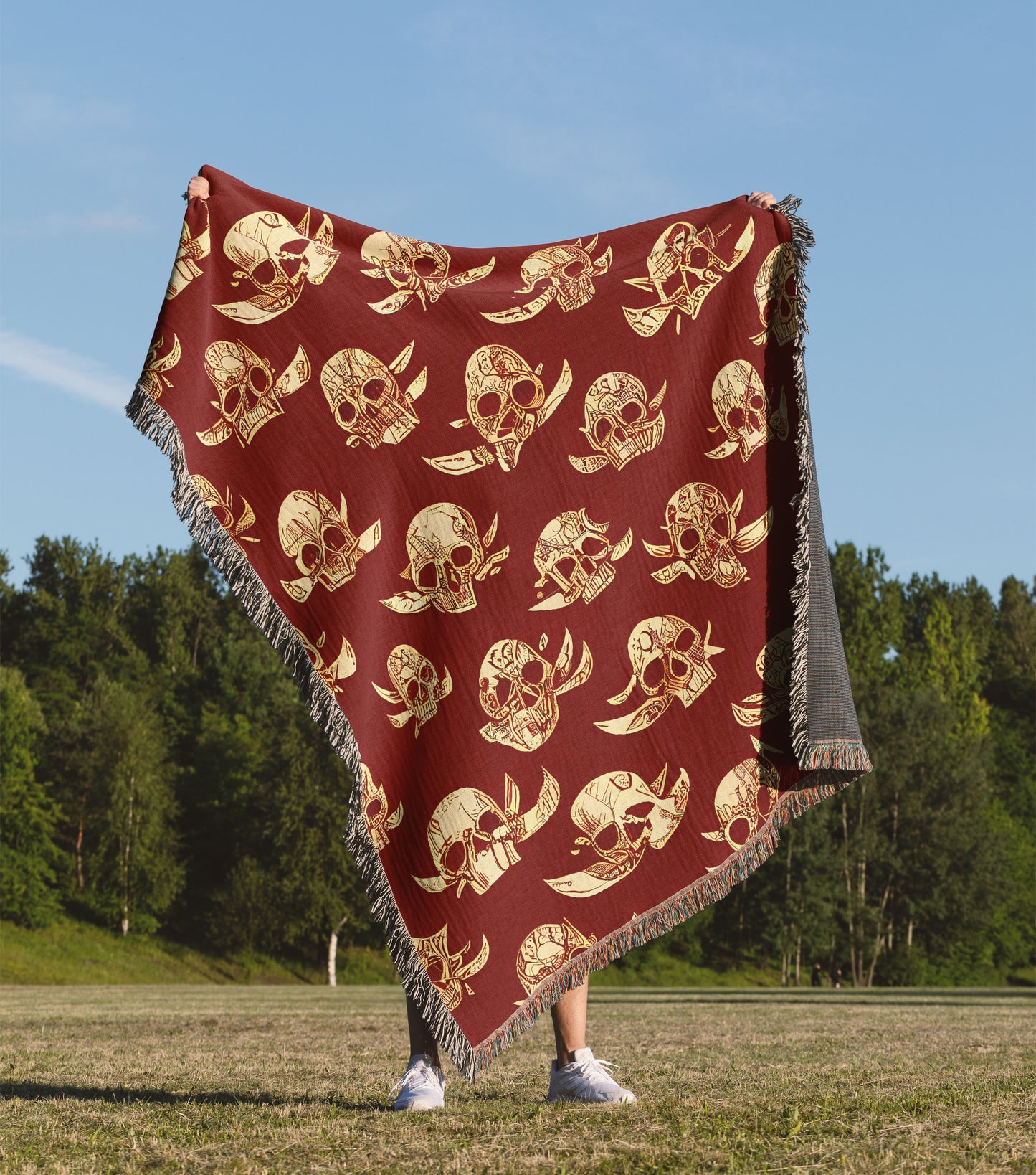 Pirate Skull Woven Throw Blanket