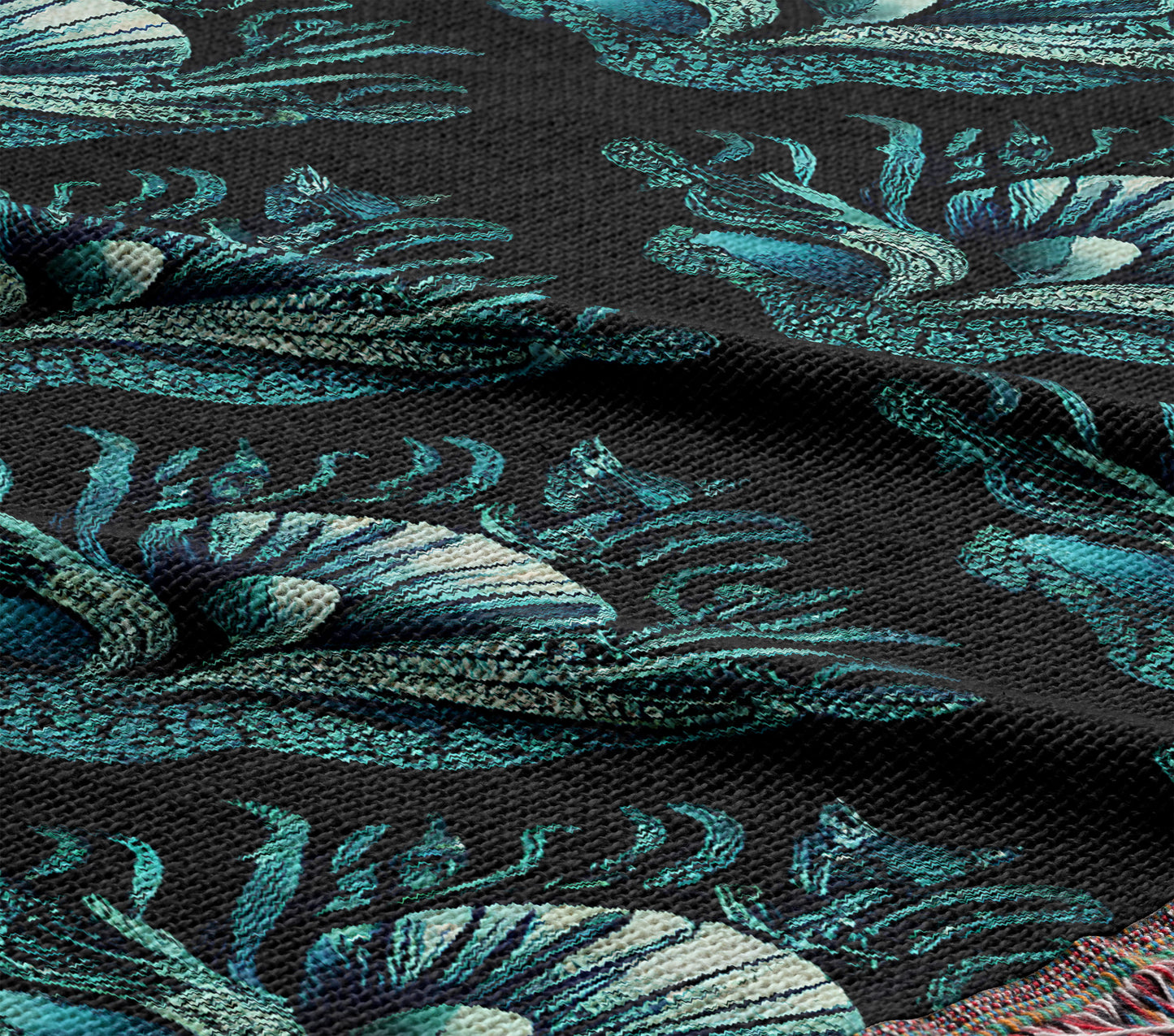 Blue Shell Abstract Woven Throw Blanket