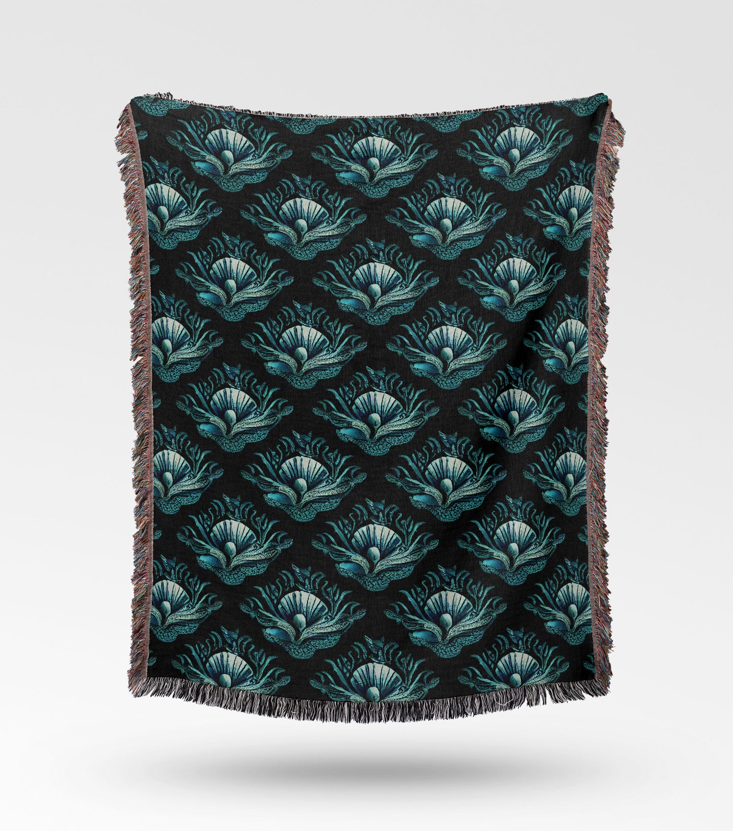 Blue Shell Abstract Woven Throw Blanket