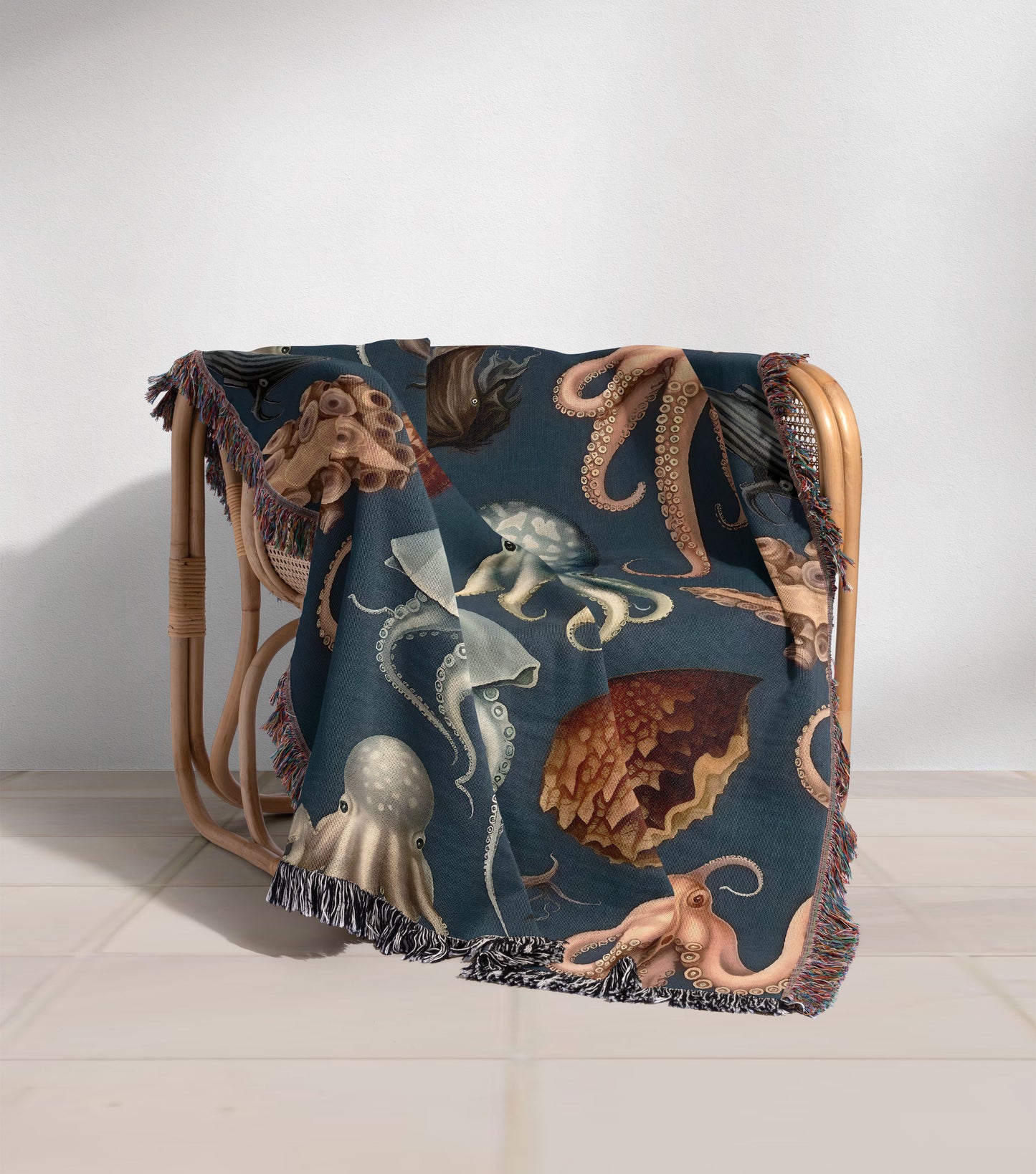 Octopus Ocean Scene Woven Throw Blanket