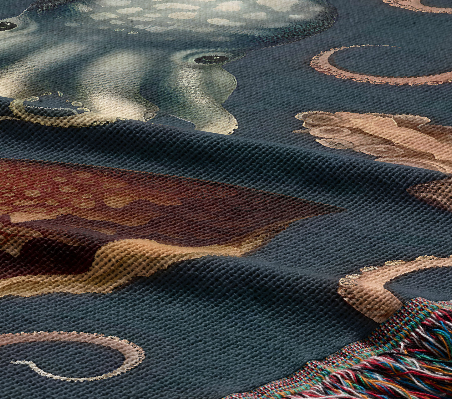 Octopus Ocean Scene Woven Throw Blanket