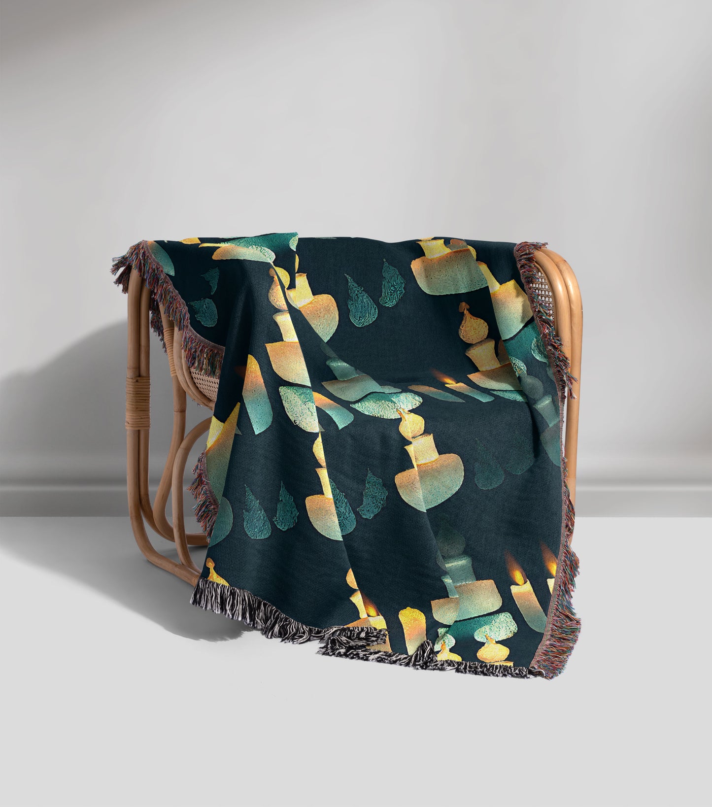 Candle and Flame Woven Throw Blanket