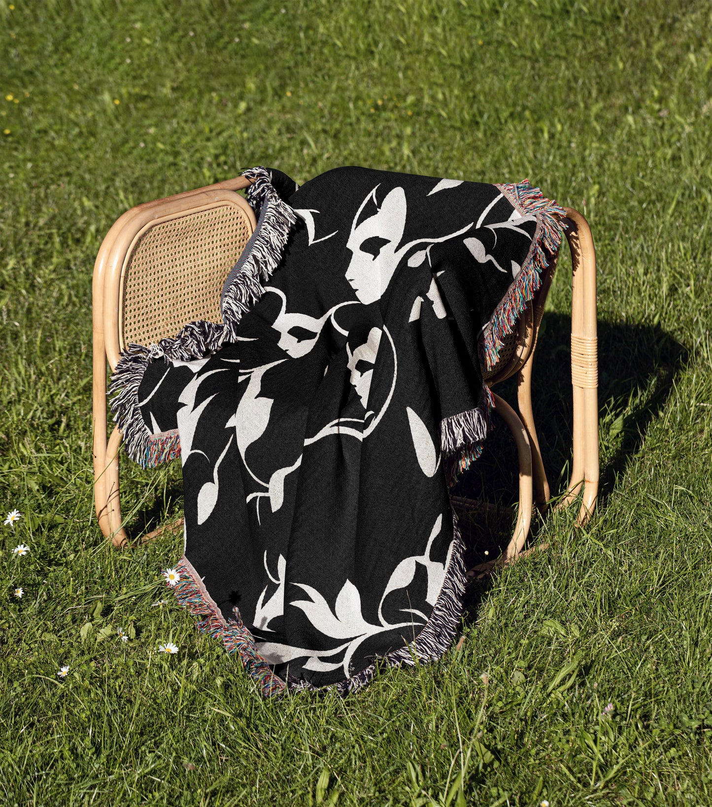 Mask and Vine Woven Throw Blanket