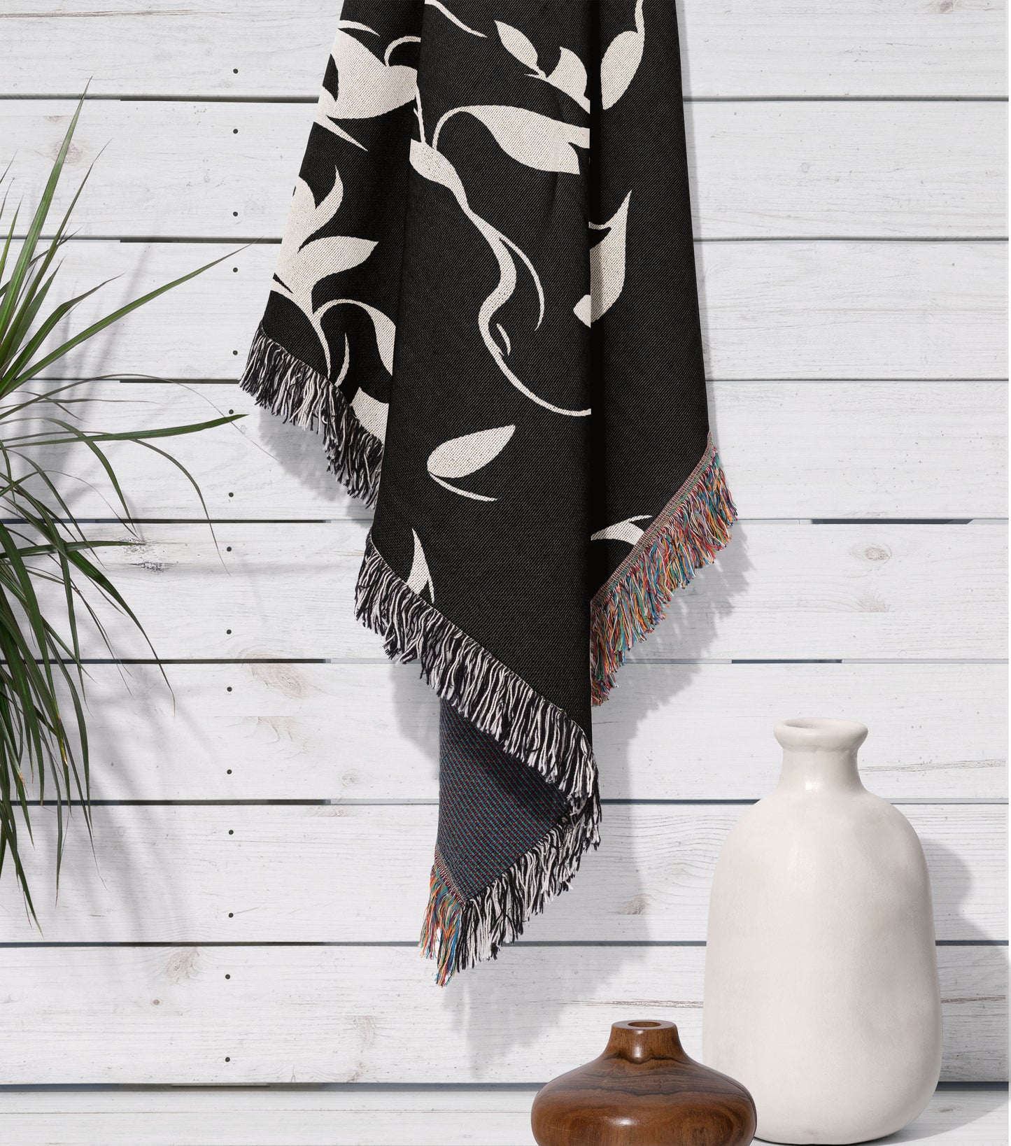 Mask and Vine Woven Throw Blanket