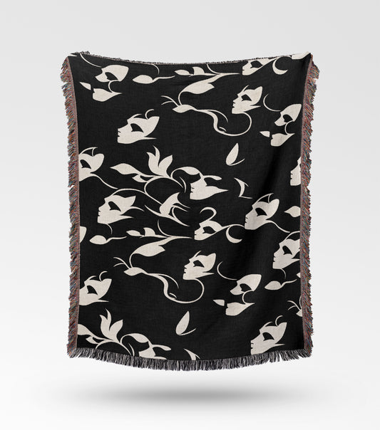 Mask and Vine Woven Throw Blanket
