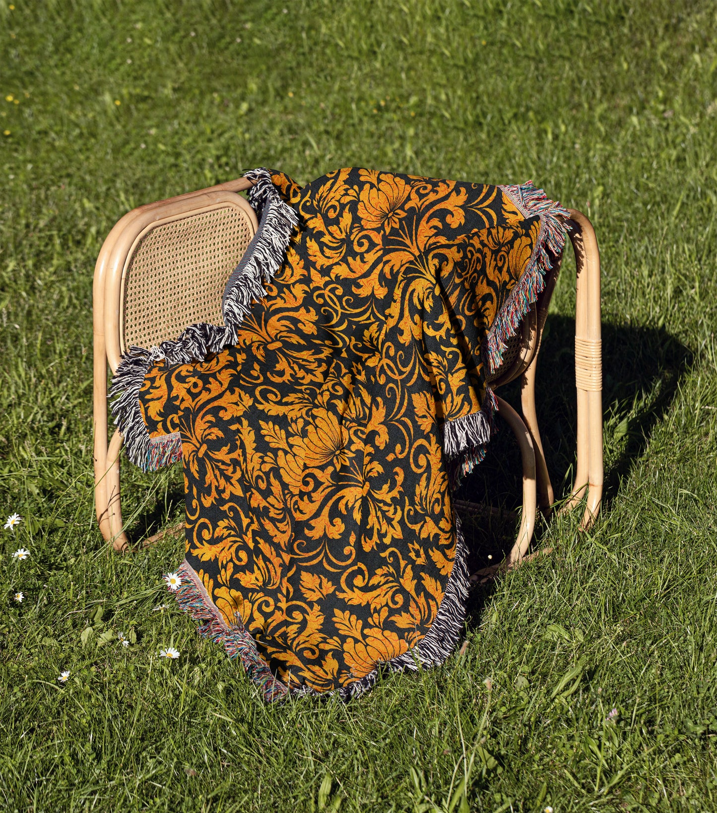 Amber Damask Woven Throw Blanket