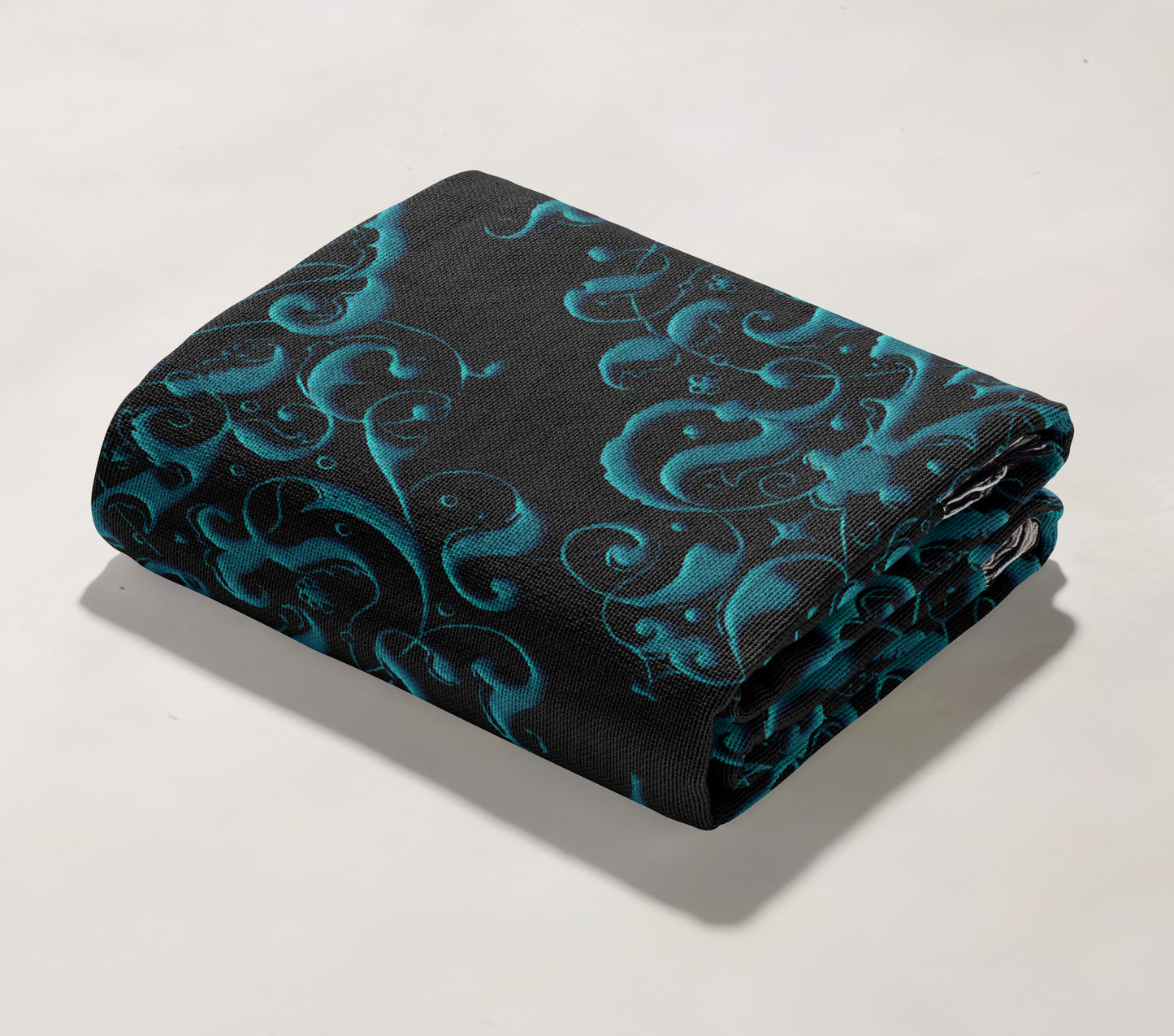 Blue Damask Woven Throw Blanket